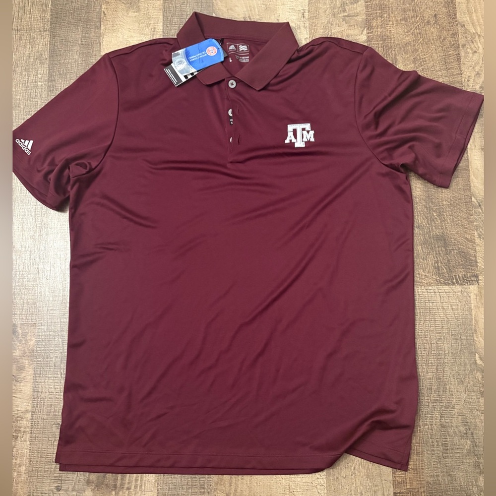 Texas A&M Adidas Maroon Polo Shirt with Embroidered Logo